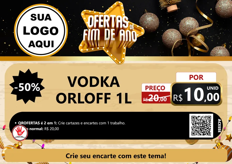 Modelo de Cartaz para Cartaz A4 Horizontal com o tema Ofertas de Fim de Ano para Distribuidora de bebidas