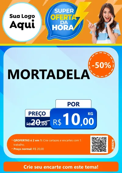 Modelo de Cartaz para Cartaz A4 Vertical com o tema Super Oferta da Hora para Frios e Laticínios