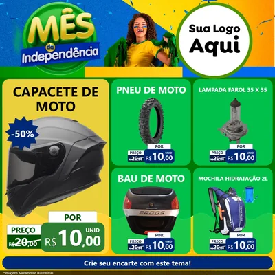 Modelo de Rede Social para Feed Facebook com o tema Mês da Independência para Moto peças