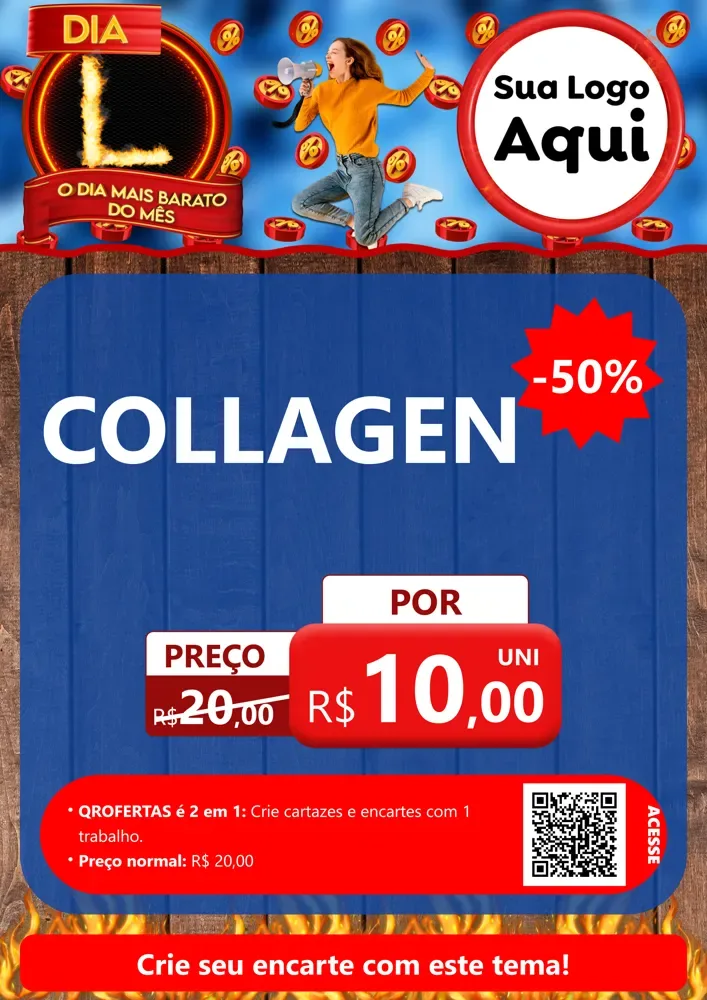 Modelo de Cartaz para Cartaz A4 Vertical com o tema Dia L - O Dia Mais Barato Do Mês para Suplementos alimentares