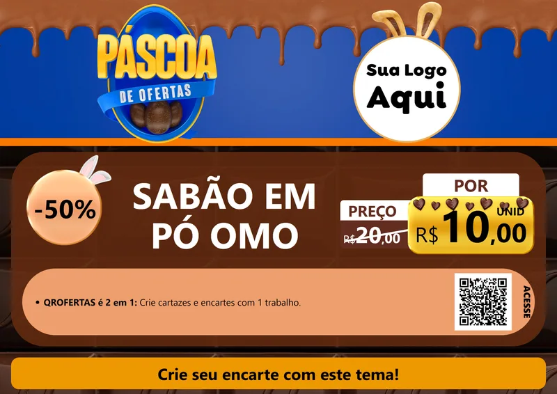 Modelo de Cartaz para Cartaz A4 Horizontal com o tema Páscoa de Ofertas para Produtos de Limpeza
