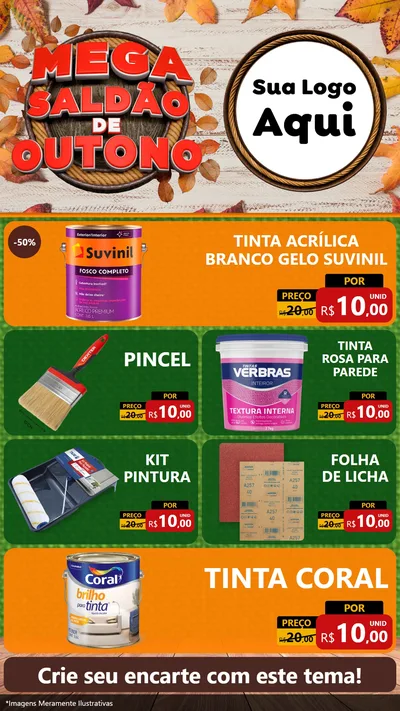Modelo de TV para TV Vertical com o tema Mega Saldão de Outono para Tintas e Ferramentas
