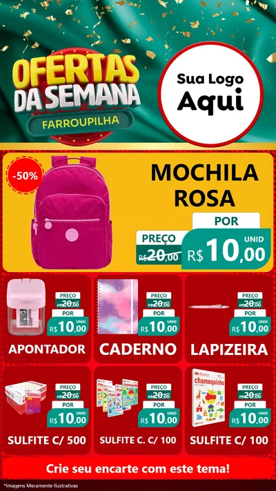 Modelo de Rede Social para Stories com o tema Ofertas da Semana Farroupilha para Papelaria