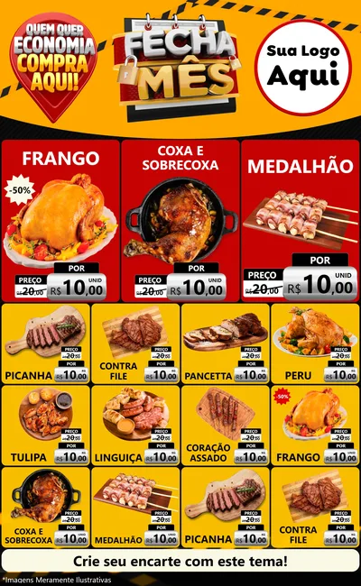 Modelo de Encarte para Encarte Grande com o tema Fecha Mês para Assados