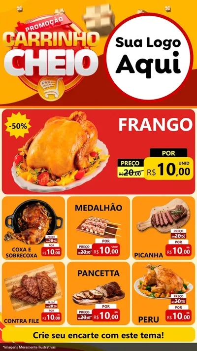 Modelo de Rede Social para Stories com o tema Promoção carrinho cheio para Assados