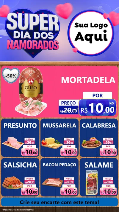Modelo de Rede Social para Stories com o tema Super Dia dos Namorados para Frios e Laticínios