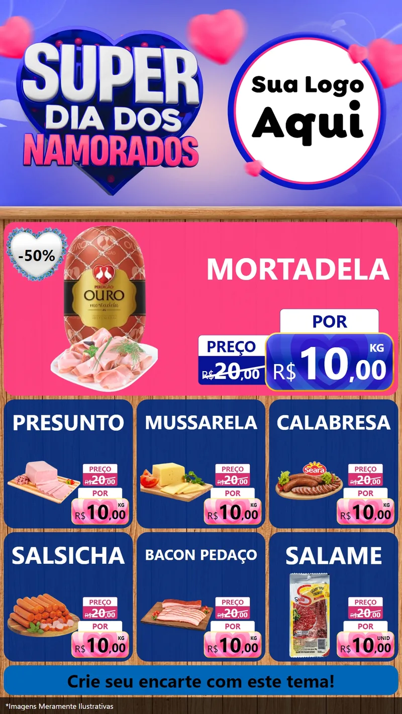 Modelo de Rede Social para Stories com o tema Super Dia dos Namorados para Frios e Laticínios