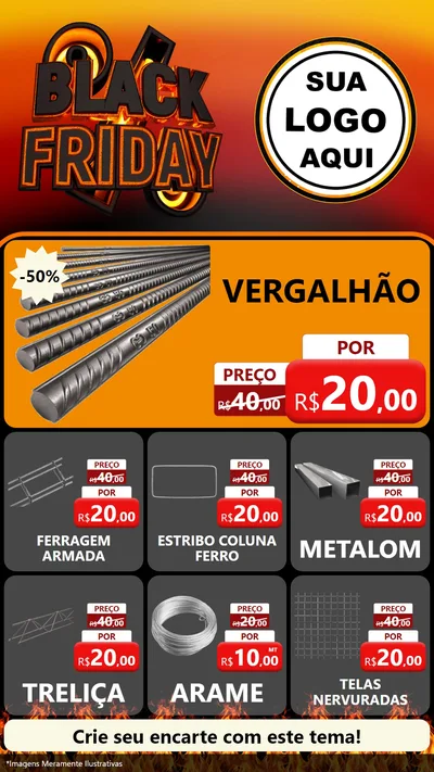 Modelo de Rede Social para Stories com o tema Black Friday para Ferragens