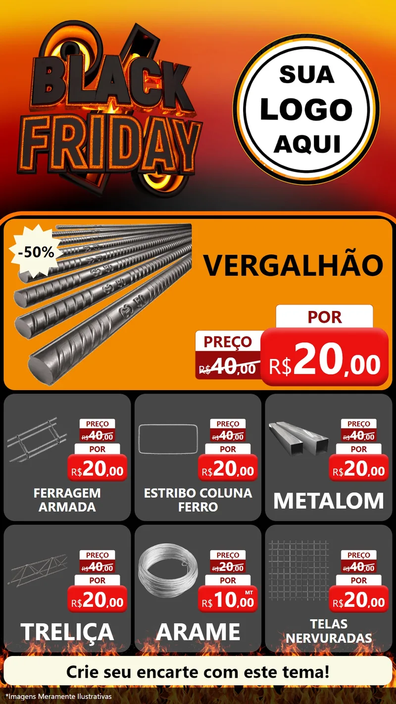 Modelo de Rede Social para Stories com o tema Black Friday para Ferragens