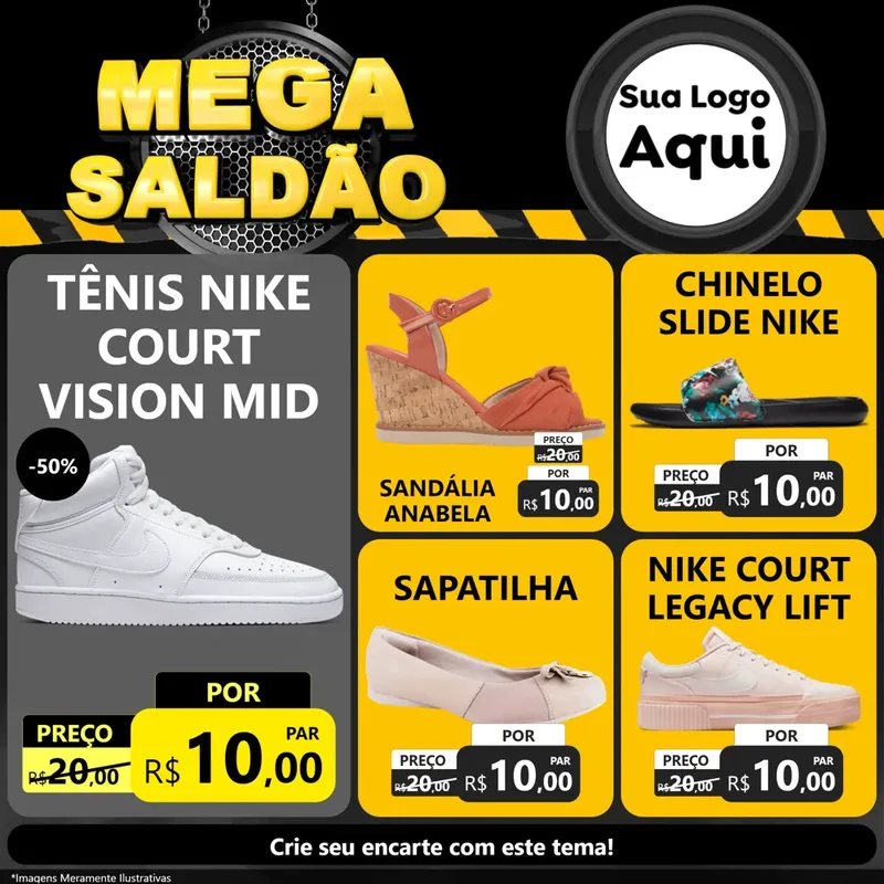 Modelo de Rede Social para Feed Facebook com o tema Mega Saldão para Calçados
