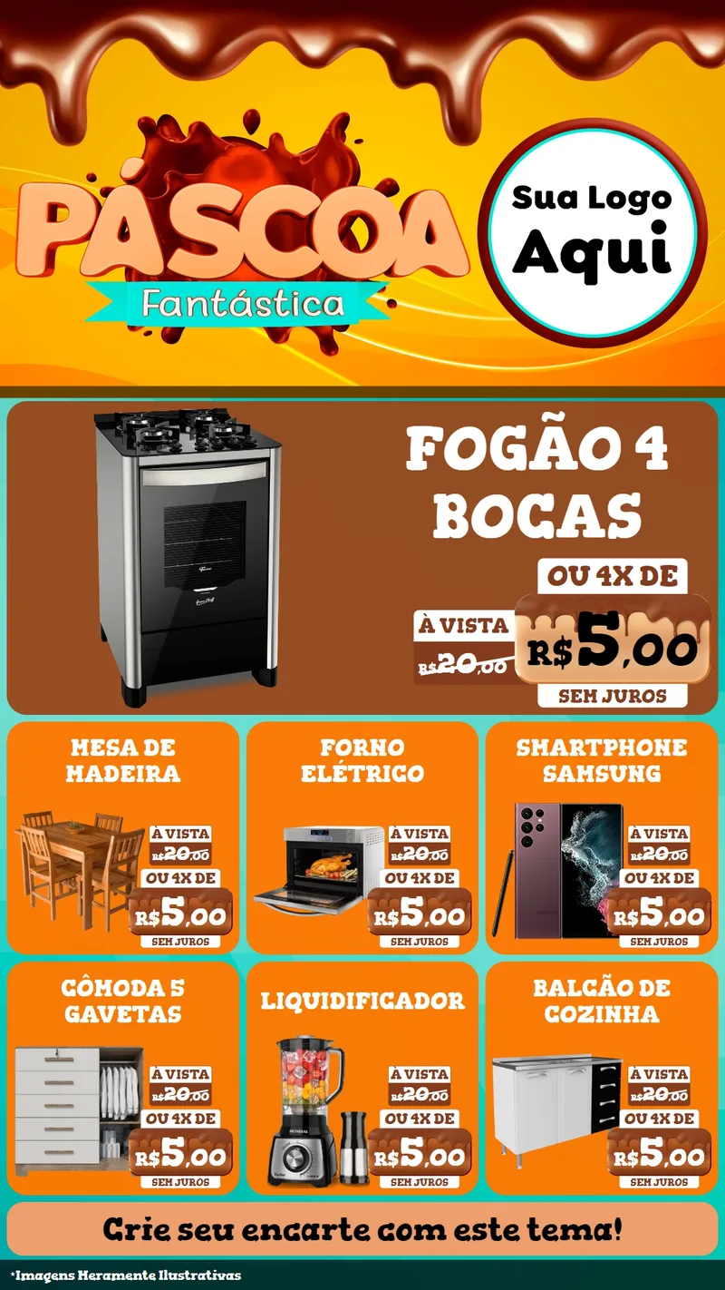 Modelo de Rede Social para Stories com o tema Páscoa Fantástica para Móveis e Eletro