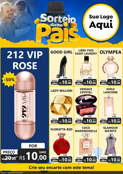 Modelo de Encarte para Encarte A4 Vertical com o tema Sorteio Dia Dos Pais para Perfumes