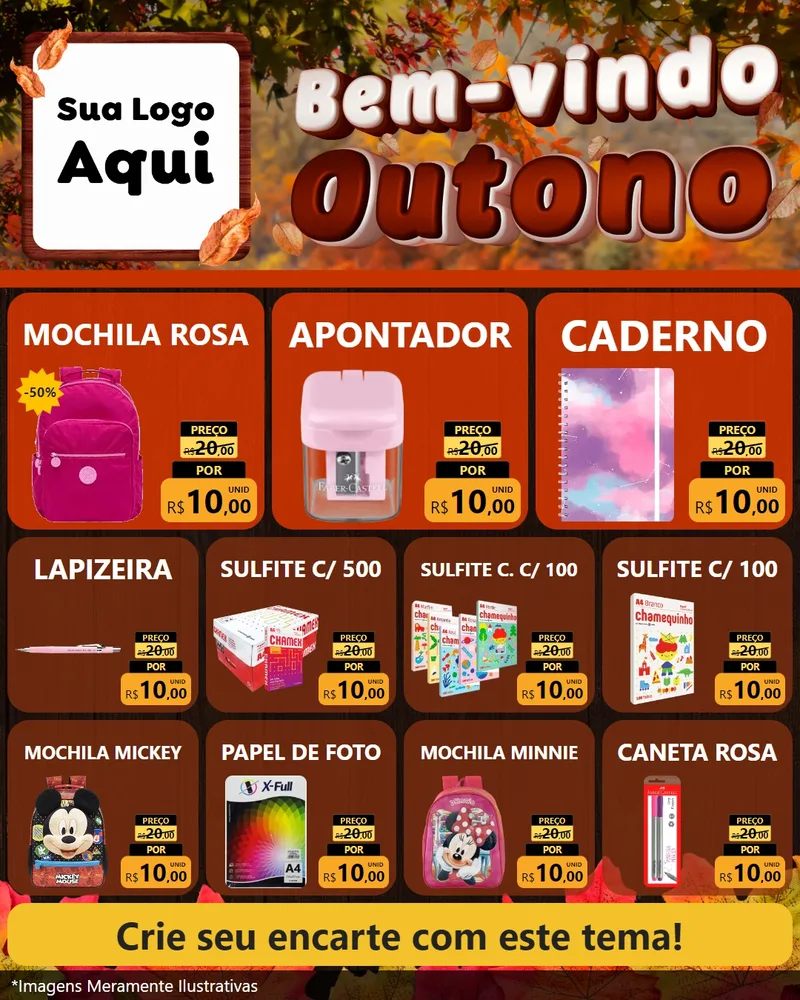 Modelo de Rede Social para Feed Instagram com o tema Bem-vindo Outono para Papelaria