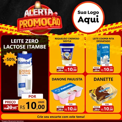 Modelo de Rede Social para Feed Facebook com o tema Alerta de Promoção para Frios e Laticínios