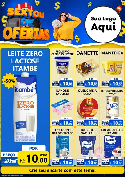 Modelo de Encarte para Encarte A4 Vertical com o tema Sextou de Ofertas para Frios e Laticínios