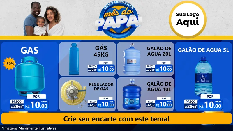 Modelo de TV para TV Horizontal com o tema Ofertas Imperdíveis Mês Do Papai para Água e gás