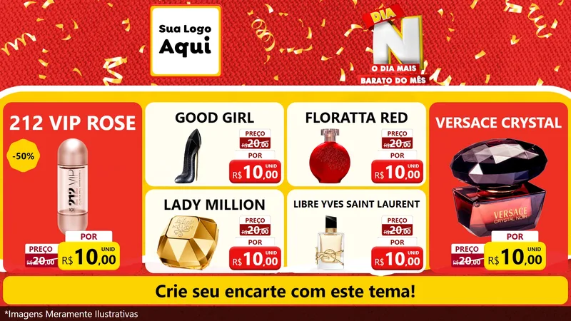 Modelo de TV para TV Horizontal com o tema Dia N o Dia Mais Barato do Mês para Perfumes