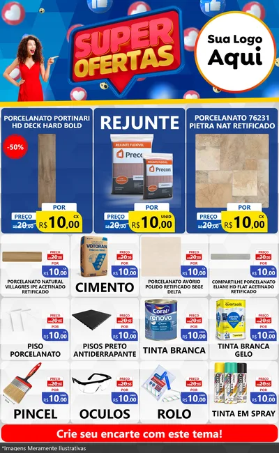 Modelo de Encarte para Encarte Grande com o tema Super Ofertas para Pisos e revestimentos