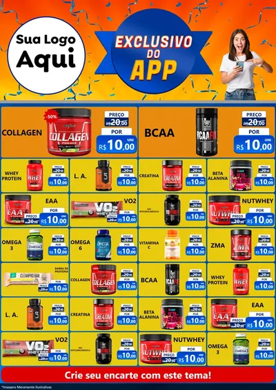 Modelo de Encarte para Encarte A4 Vertical com o tema Exclusivo do Aplicativo para Suplementos alimentares