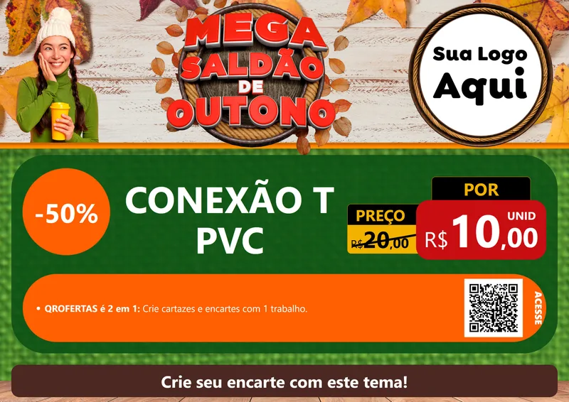 Modelo de Cartaz para Cartaz A4 Horizontal com o tema Mega Saldão de Outono para Tubos e conexões