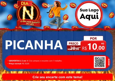 Modelo de Cartaz para Cartaz A4 Horizontal com o tema Dia N - O Dia Mais Barato Do Mês para Açougue