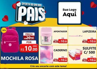 Modelo de Encarte para Encarte A4 Horizontal com o tema Oferta Do Dia Dos Pais para Papelaria