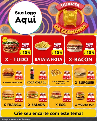 Modelo de Rede Social para Feed Instagram com o tema Quarta da Economia para Hamburgueria