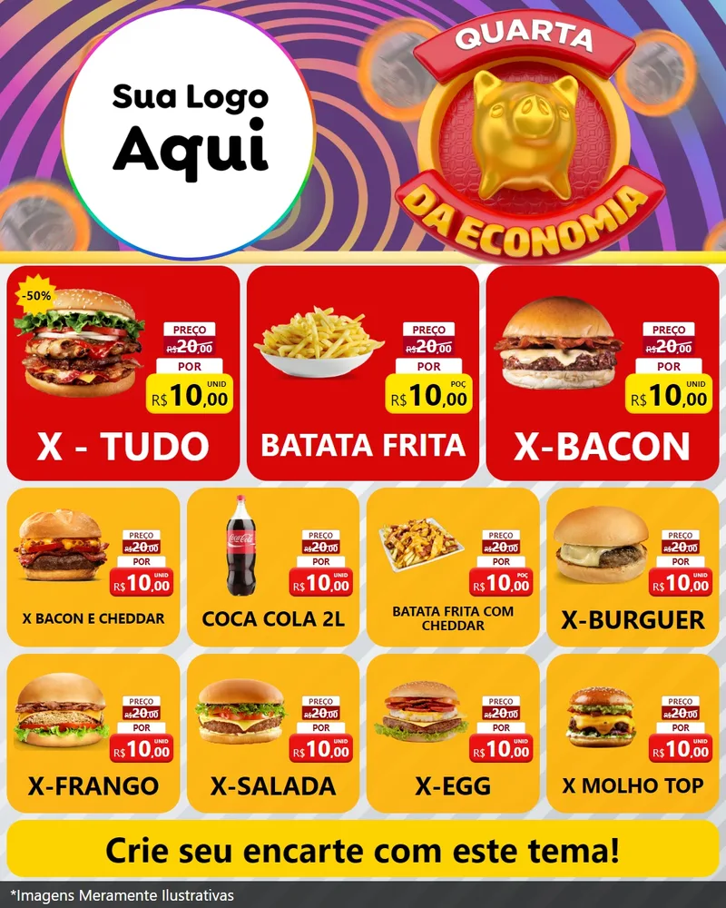 Modelo de Rede Social para Feed Instagram com o tema Quarta da Economia para Hamburgueria