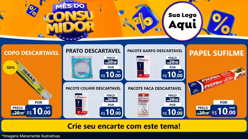 Modelo de TV para TV Horizontal com o tema Mês do Consumidor para Embalagens