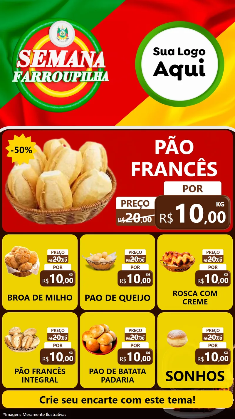 Modelo de Rede Social para Stories com o tema Semana Farroupilha para Padaria