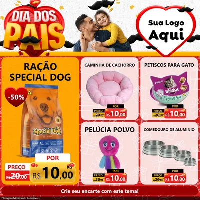 Modelo de Rede Social para Feed Facebook com o tema Dia dos Pais para Pet Shop