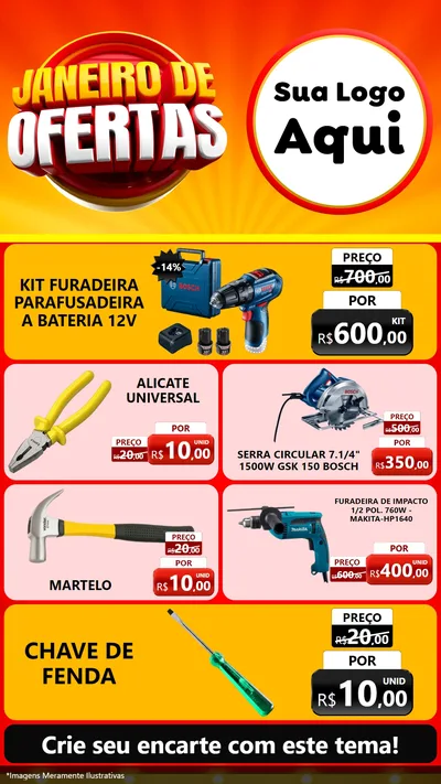 Modelo de TV para TV Vertical com o tema Janeiro de Ofertas para Maquinas e Ferramentas