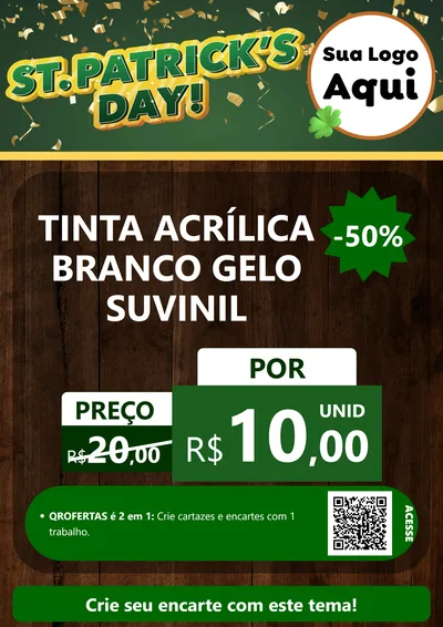 Modelo de Cartaz para Cartaz A4 Vertical com o tema St Patriks Day para Tintas e Ferramentas