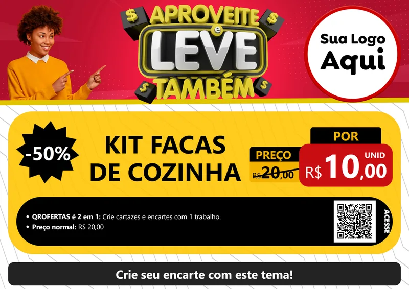 Modelo de Cartaz para Cartaz A4 Horizontal com o tema Aproveite e Leve Também para Utilidades Domésticas