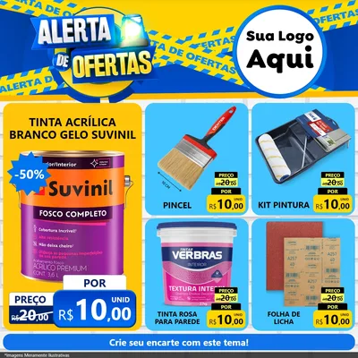 Modelo de Rede Social para Feed Facebook com o tema Alerta de Ofertas para Tintas e Ferramentas