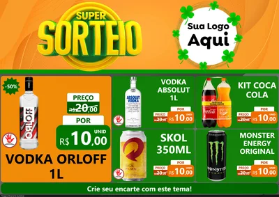 Modelo de Encarte para Encarte A4 Horizontal com o tema Super Sorteio para Distribuidora de bebidas