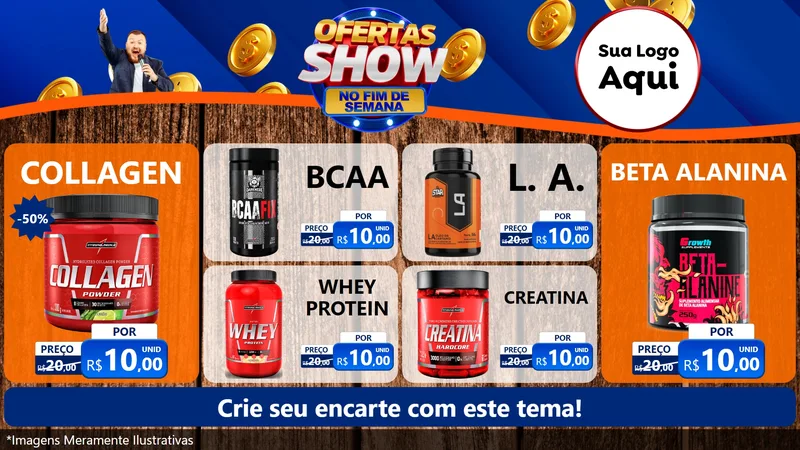 Modelo de TV para TV Horizontal com o tema Ofertas Show No Fim De Semana para Suplementos alimentares