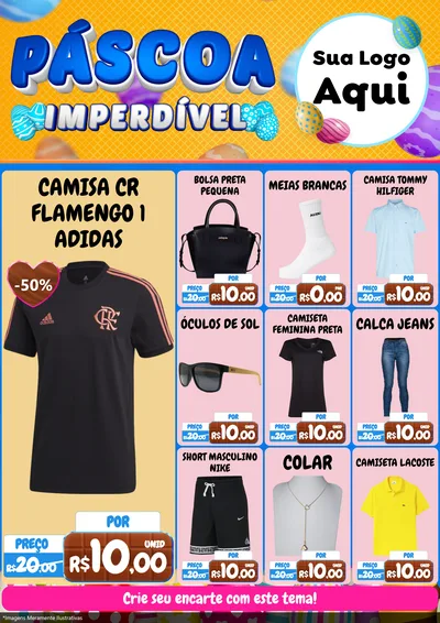 Modelo de Encarte para Encarte A4 Vertical com o tema Páscoa Imperdível para Roupas e acessórios