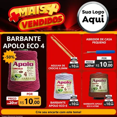 Modelo de Rede Social para Feed Facebook com o tema Mais Vendidos para Armarinho e Aviamentos