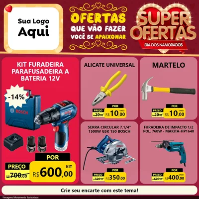Modelo de Rede Social para Feed Facebook com o tema Dia dos Namorados para Maquinas e Ferramentas