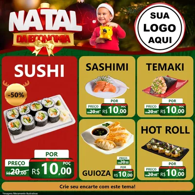 Modelo de Rede Social para Feed Facebook com o tema Natal da Economia para Comida japonesa