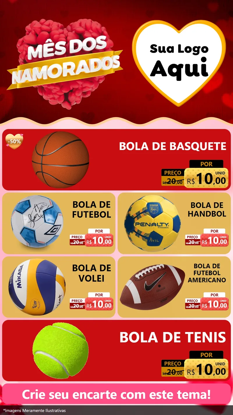 Modelo de TV para TV Vertical com o tema Mês dos Namorados para Artigos Esportivos