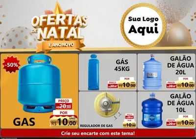 Modelo de Encarte para Encarte A4 Horizontal com o tema Ofertas De Natal E Ano Novo para Água e gás