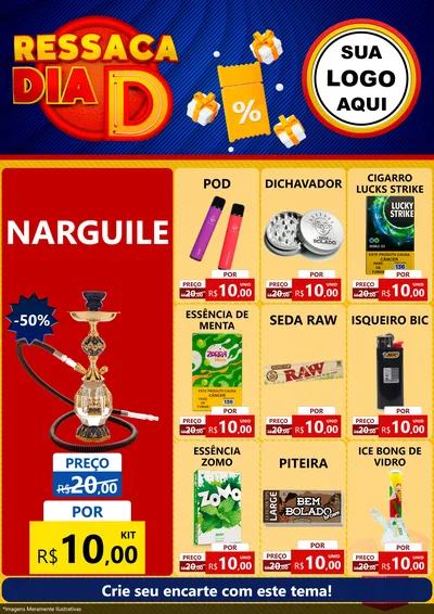 Modelo de Encarte para Encarte A4 Vertical com o tema Ressaca Dia D para Tabacaria
