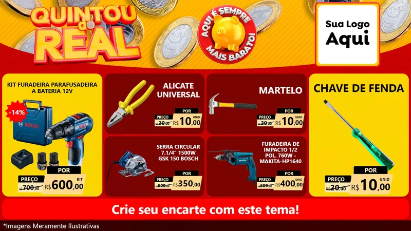 Modelo de TV para TV Horizontal com o tema Quintou do Real para Maquinas e Ferramentas