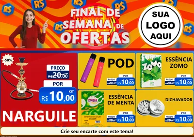 Modelo de Encarte para Encarte A4 Horizontal com o tema Final de Semana de Ofertas para Tabacaria