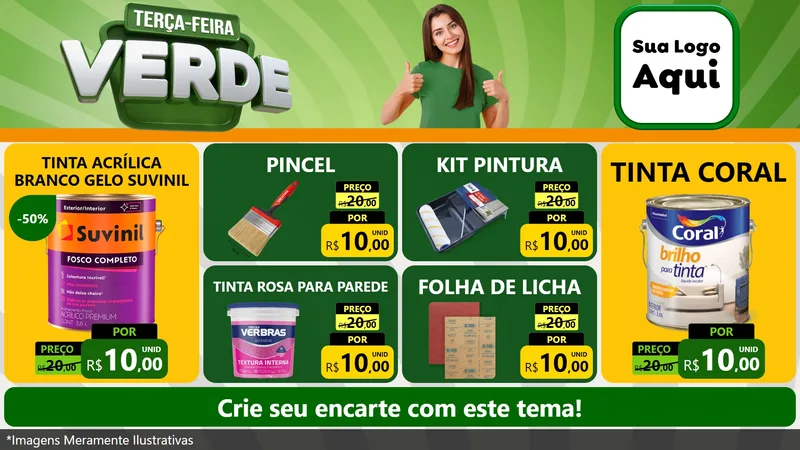 Modelo de TV para TV Horizontal com o tema Terça - Feira Verde para Tintas e Ferramentas