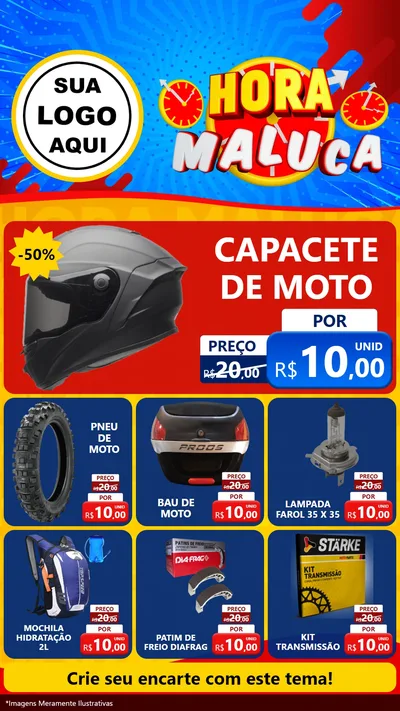 Modelo de Rede Social para Stories com o tema Hora Maluca para Moto peças
