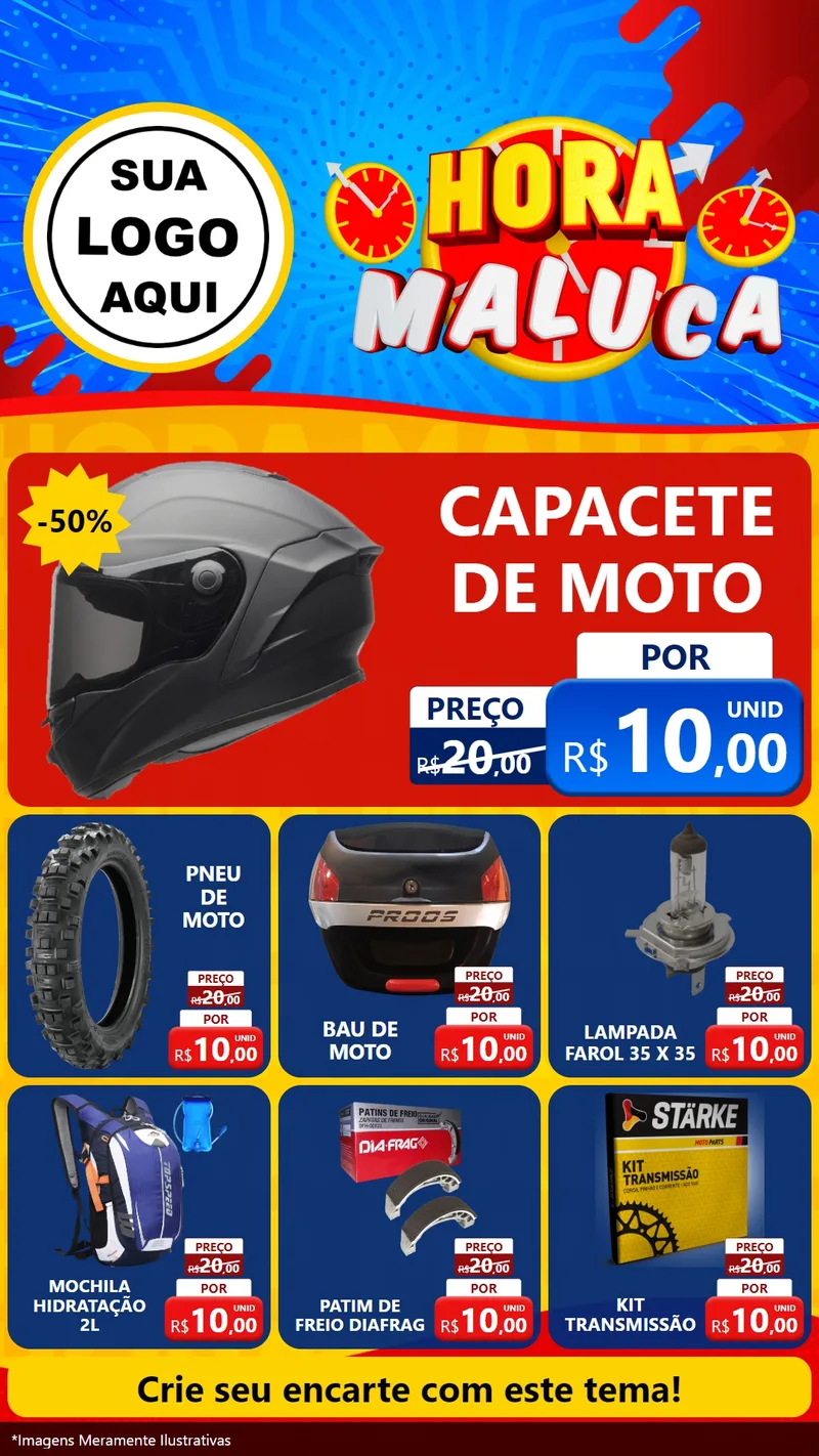 Modelo de Rede Social para Stories com o tema Hora Maluca para Moto peças