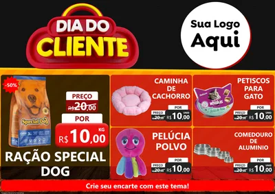 Modelo de Encarte para Encarte A4 Horizontal com o tema Dia do Cliente para Pet Shop